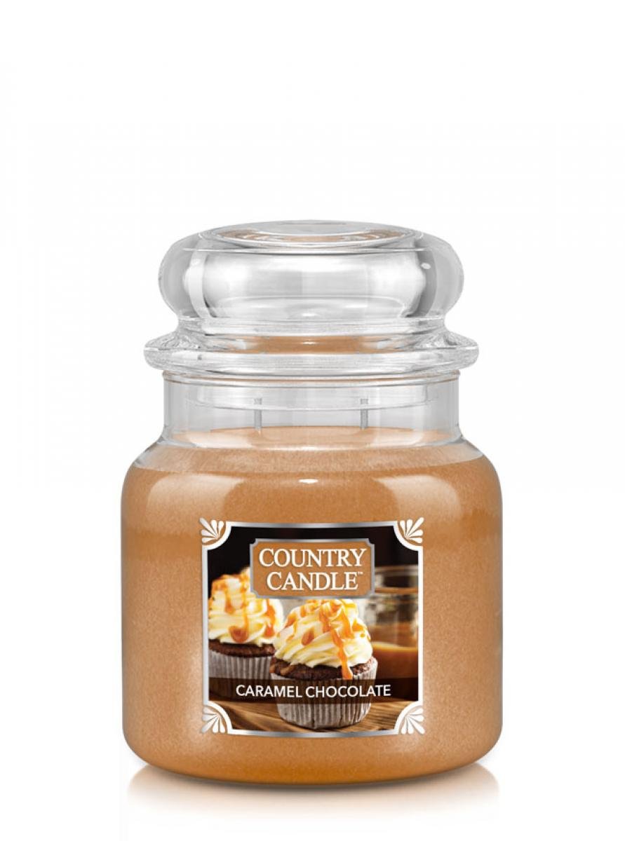 Country Candle Średnia świeca zapachowa z dwoma knotami Caramel Chocolate 453 g