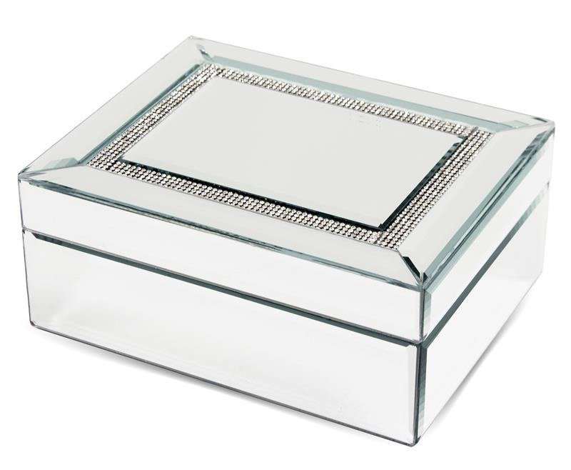Szkatułka na biżuterię srebrna szklana 8x19 121169