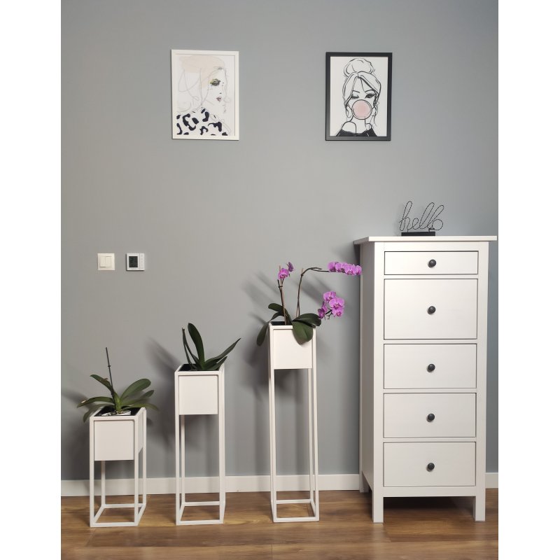Metalowa donica kwietnik LOFT osłona 50cm BIAŁA/Bambusowellove