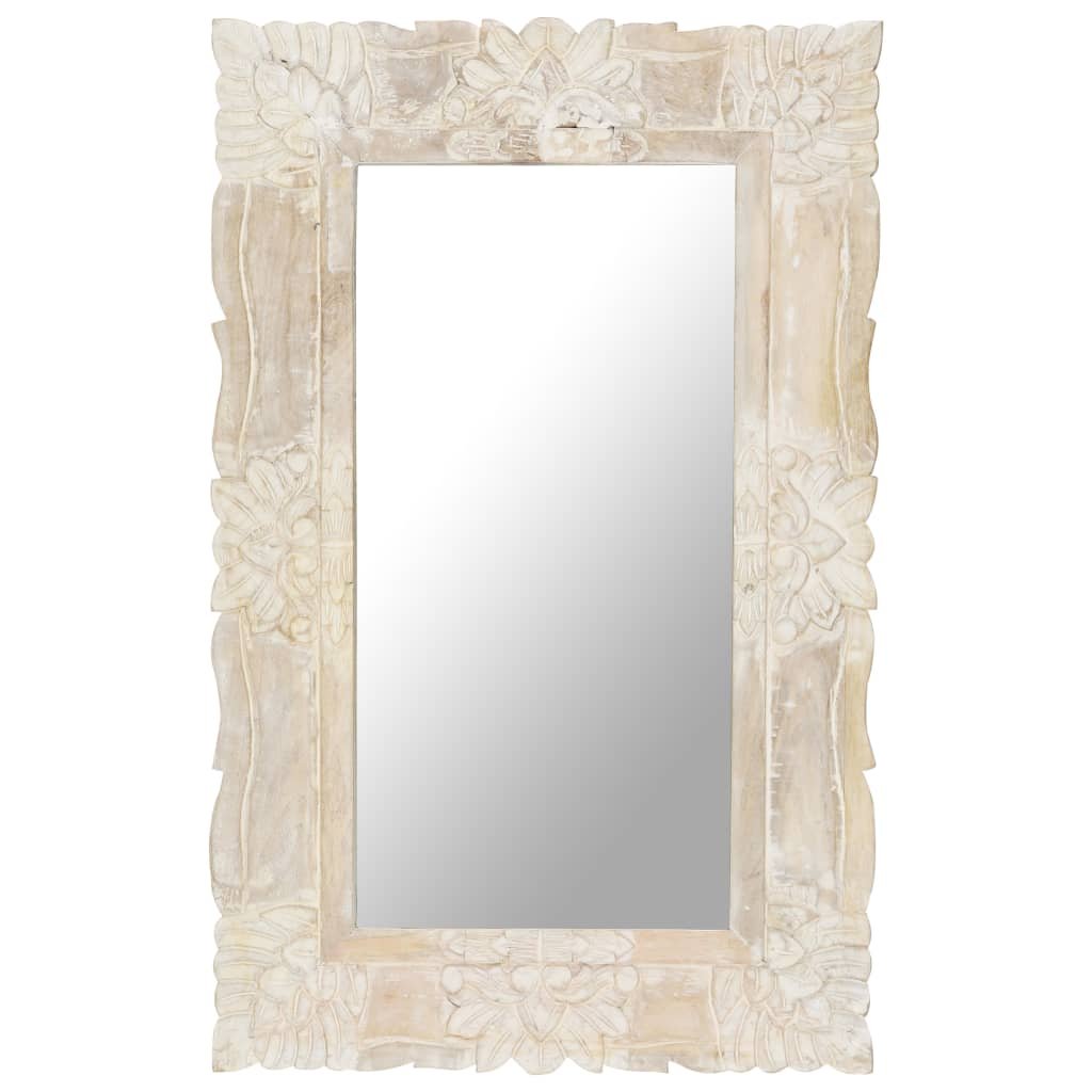 vidaXL Lumarko Lustro z białą ramą z litego drewna mango, 80 x 50 cm 321633