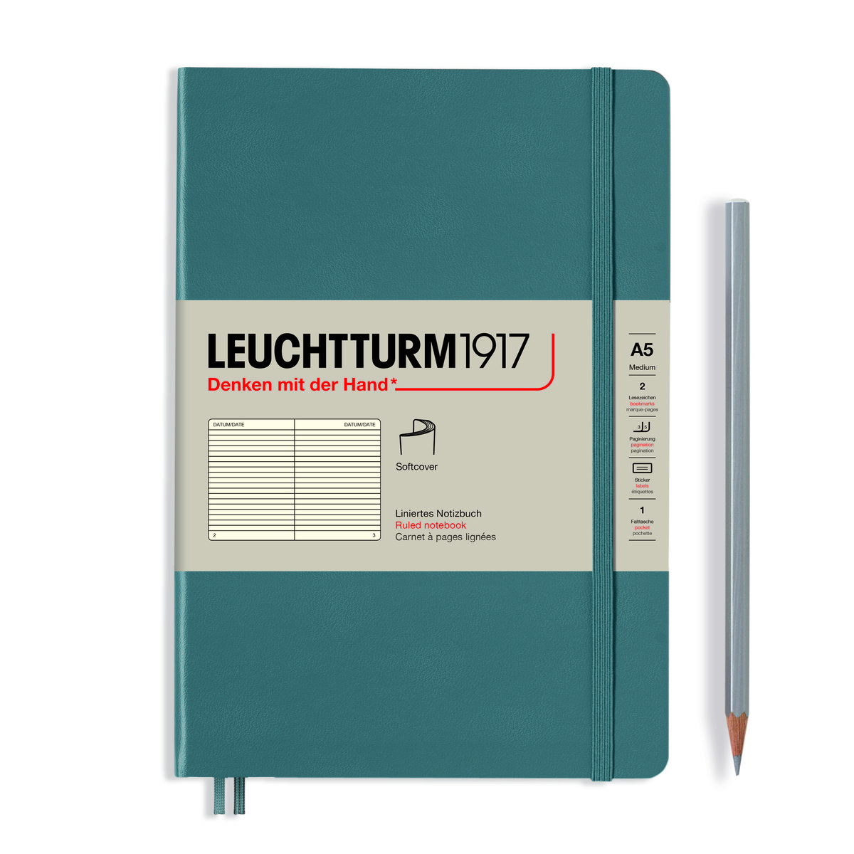 Notatnik Leuchtturm1917 Medium, notatnik w linie, A5, Rising Colours Stone Blue