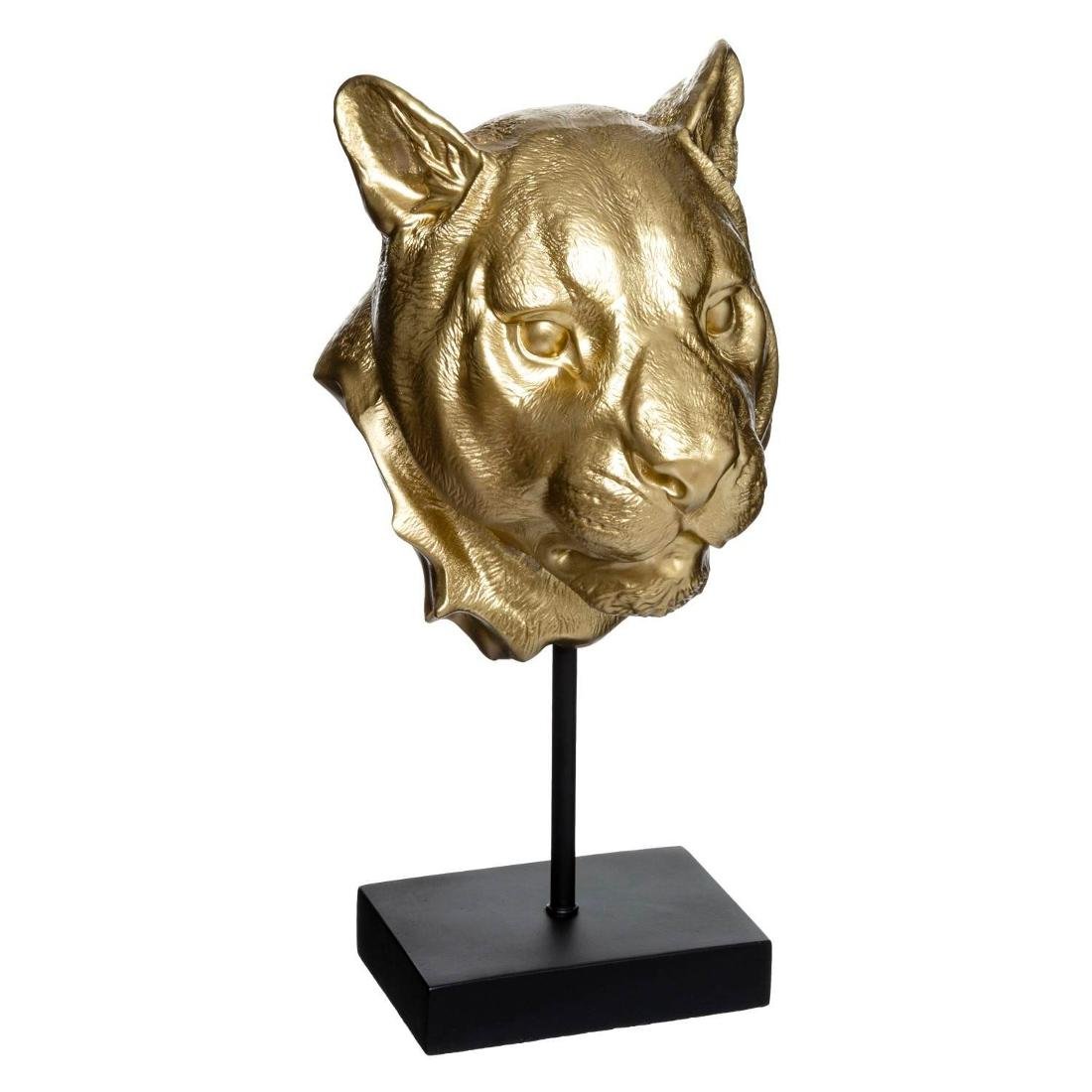 Figurka dekoracyjna z polyresinu złota głowa lwa wys 37 cm 178778