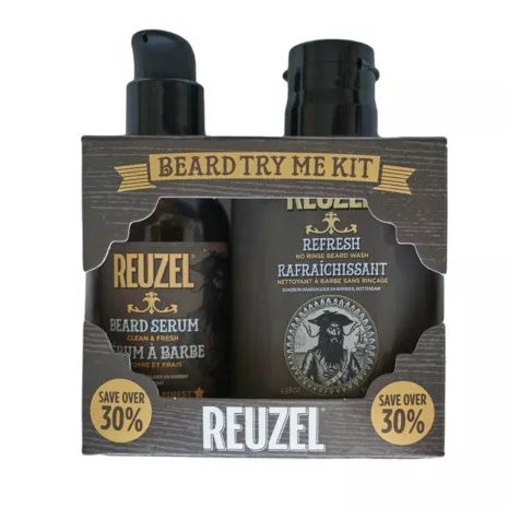 Reuzel Try Me Kit Beard Clean and Fresh | Zestaw do pielęgnacji zarostu dla mężczyzn: płyn do mycia brody 100ml + serum do brody 50g