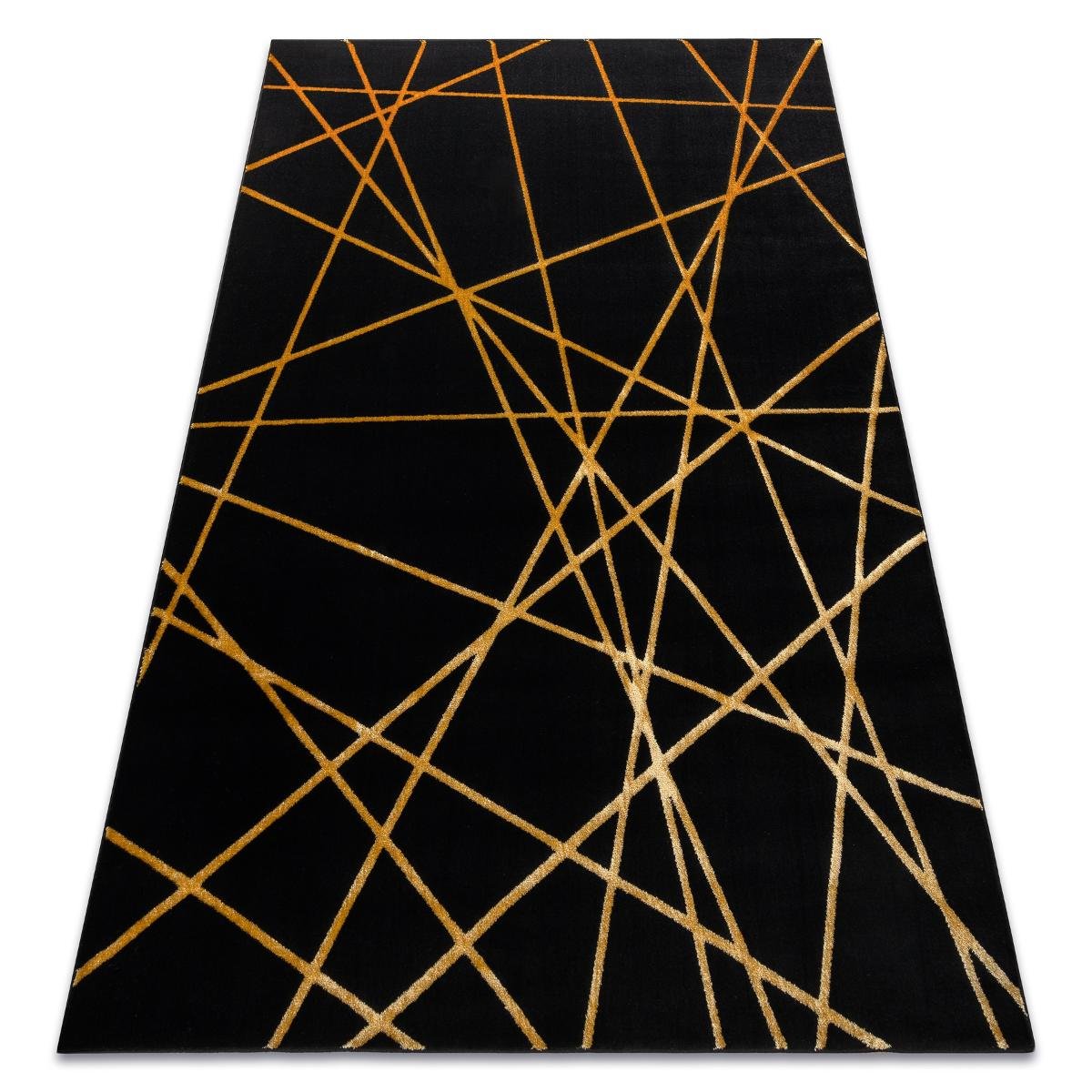 Dywan GLOSS nowoczesny  406C 86 stylowy, glamour, art deco, geometryczny czarny / złoty, 280x370 cm