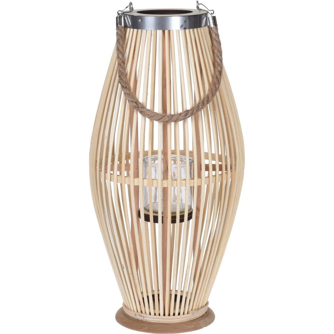 Lampion bambusowy pleciony 24 cm beżowy 435000410