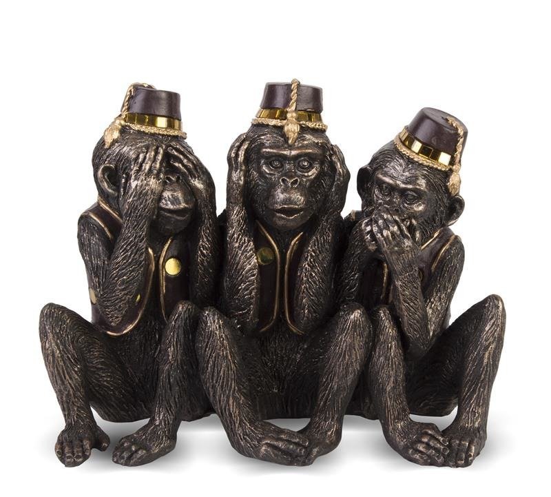 Figurka Bond Trzy Złoto Brązowe Małpki 15x19cm