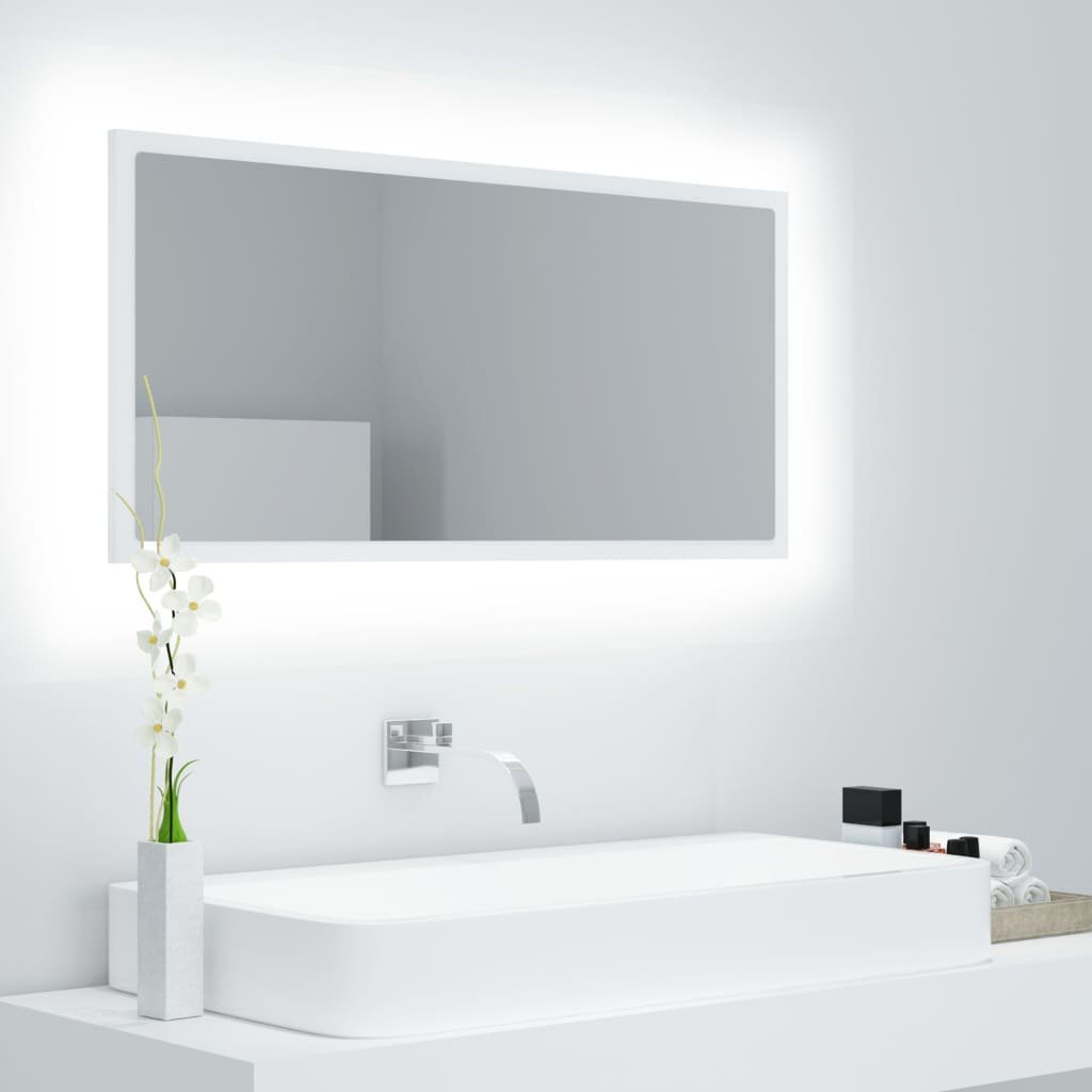 vidaXL Lumarko Lustro łazienkowe z LED, białe, 90 x 8,5 x 37 cm, płyta wiórowa! 804932