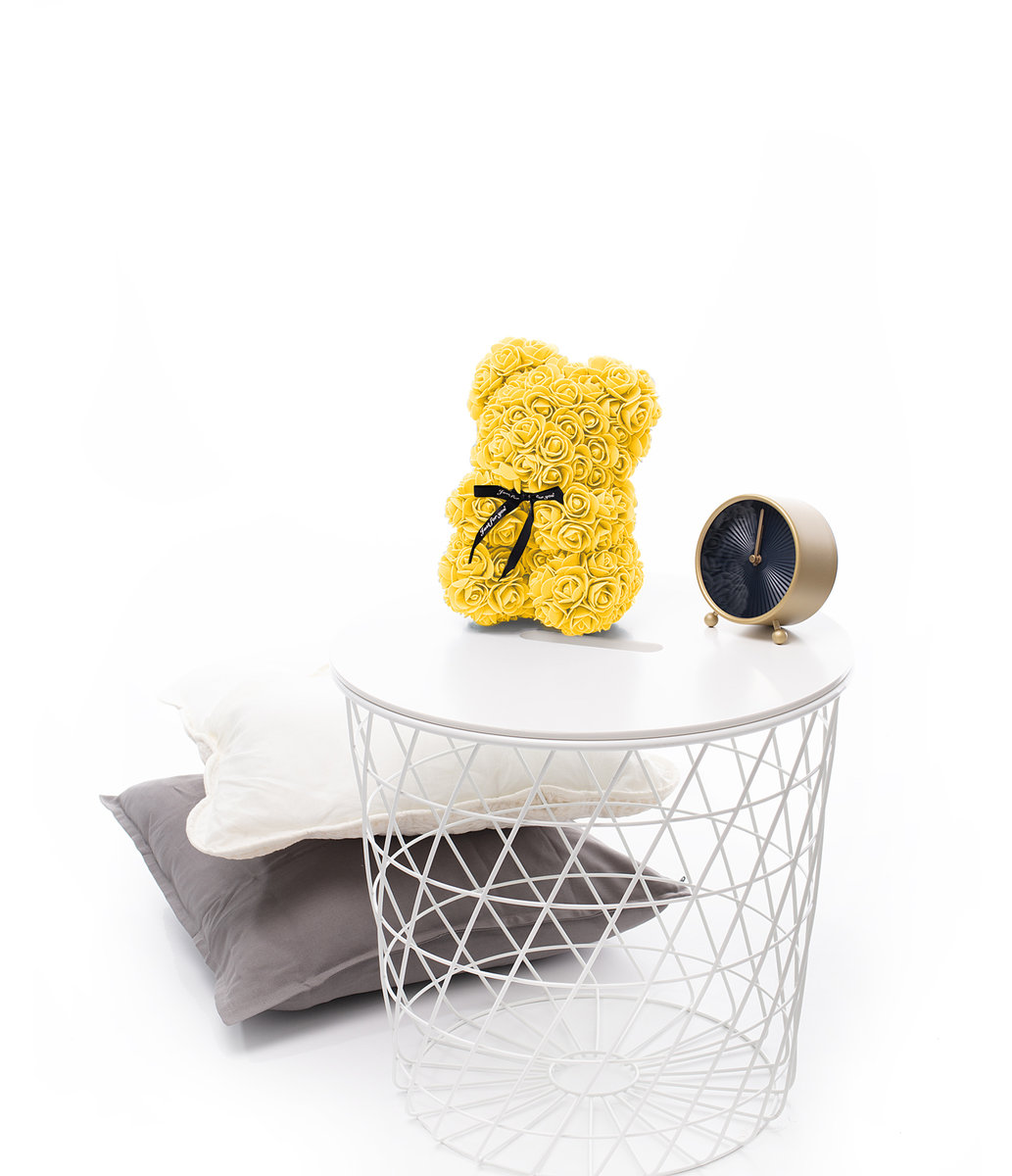 Miś Gustaw, miś z róż Rose Bear, żółty, 25 cm