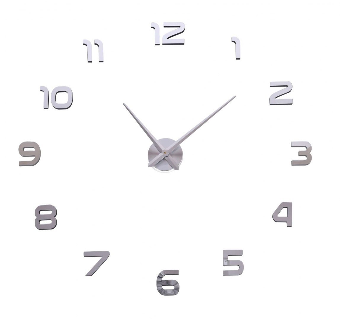 Zegar ścienny DIY NEPRI 65 - 130 cm - srebrny 3D