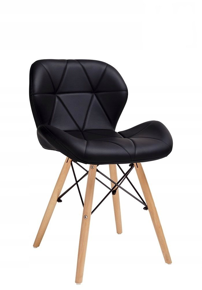 Modesto Design MODESTO krzesło KLIPP czarne - ekoskóra, podstawa bukowa (LC002.BLACK)