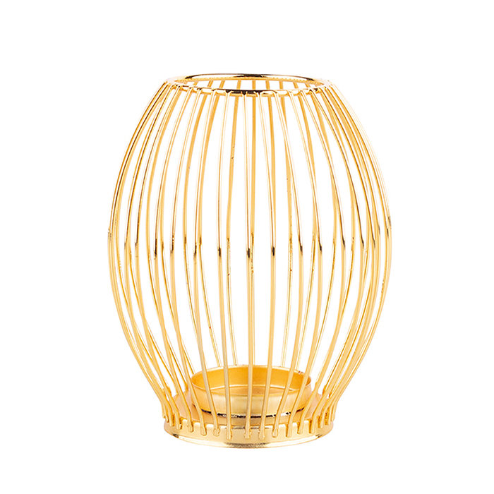 Altom, Świecznik metalowy szprosowy, złoty, 8,5x8,5x15,5 cm