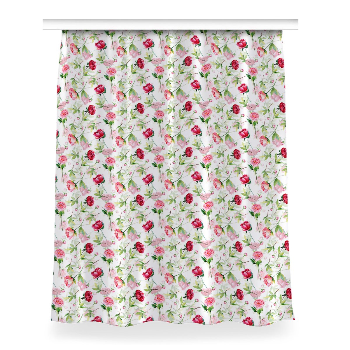 Zasłona wzór Czerwone kwiaty do sypialni 150x200, Fabricsy