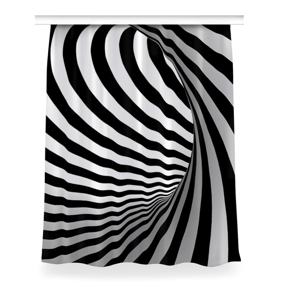 Zasłona z grafiką kolory Czarno-biały wir 150x200, Fabricsy