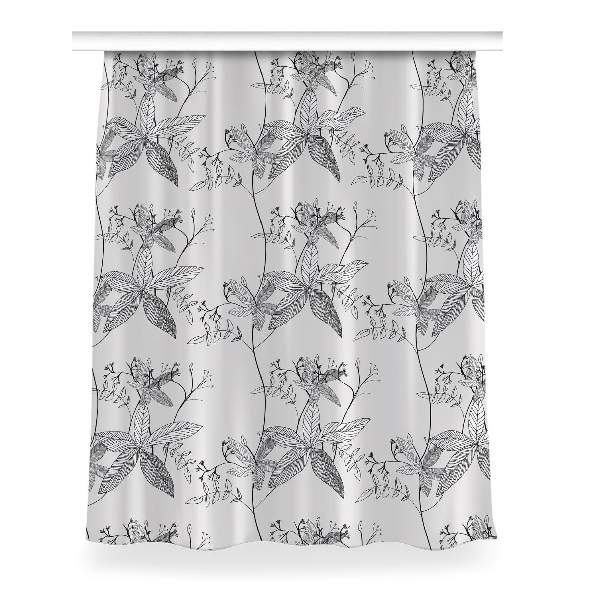 Zasłona klasyczna z grafiką Kwiaty Doodle 150x200, Fabricsy