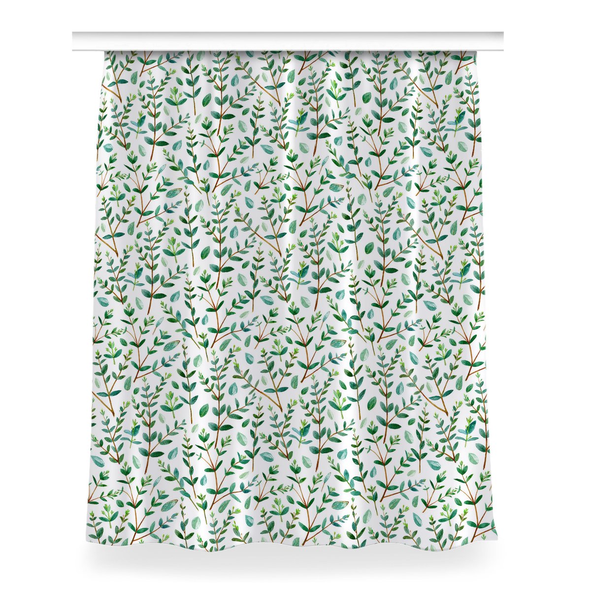 Zasłona z grafiką gotowa Zielone gałązki 150x200, Fabricsy