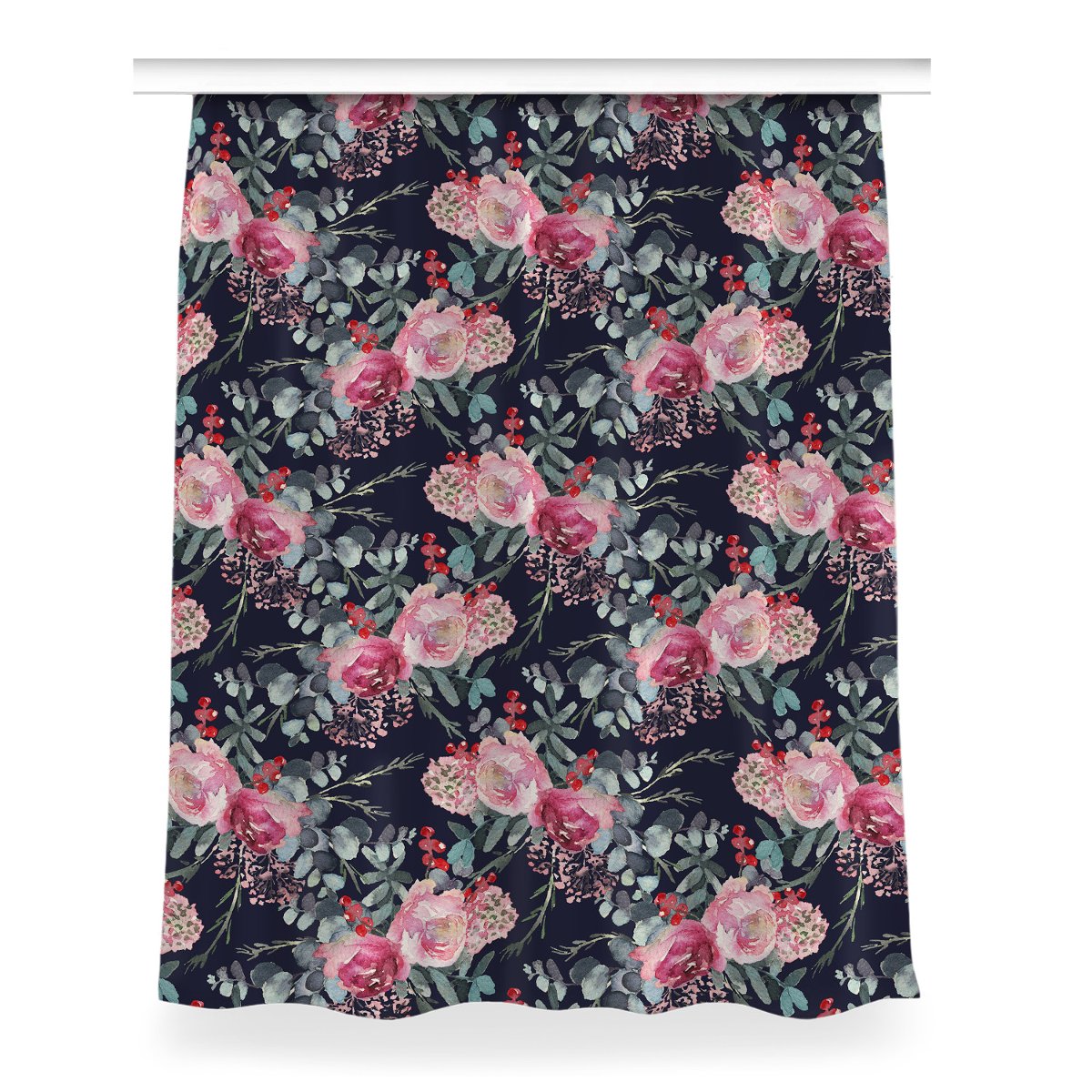 Zasłona z grafiką kolory Kwiaty i liście 150x200, Fabricsy