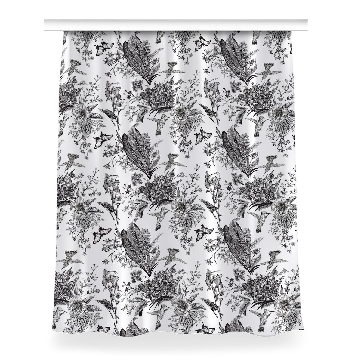 Zasłona przelotki Czarno-biały ogród dekor 150x200, Fabricsy