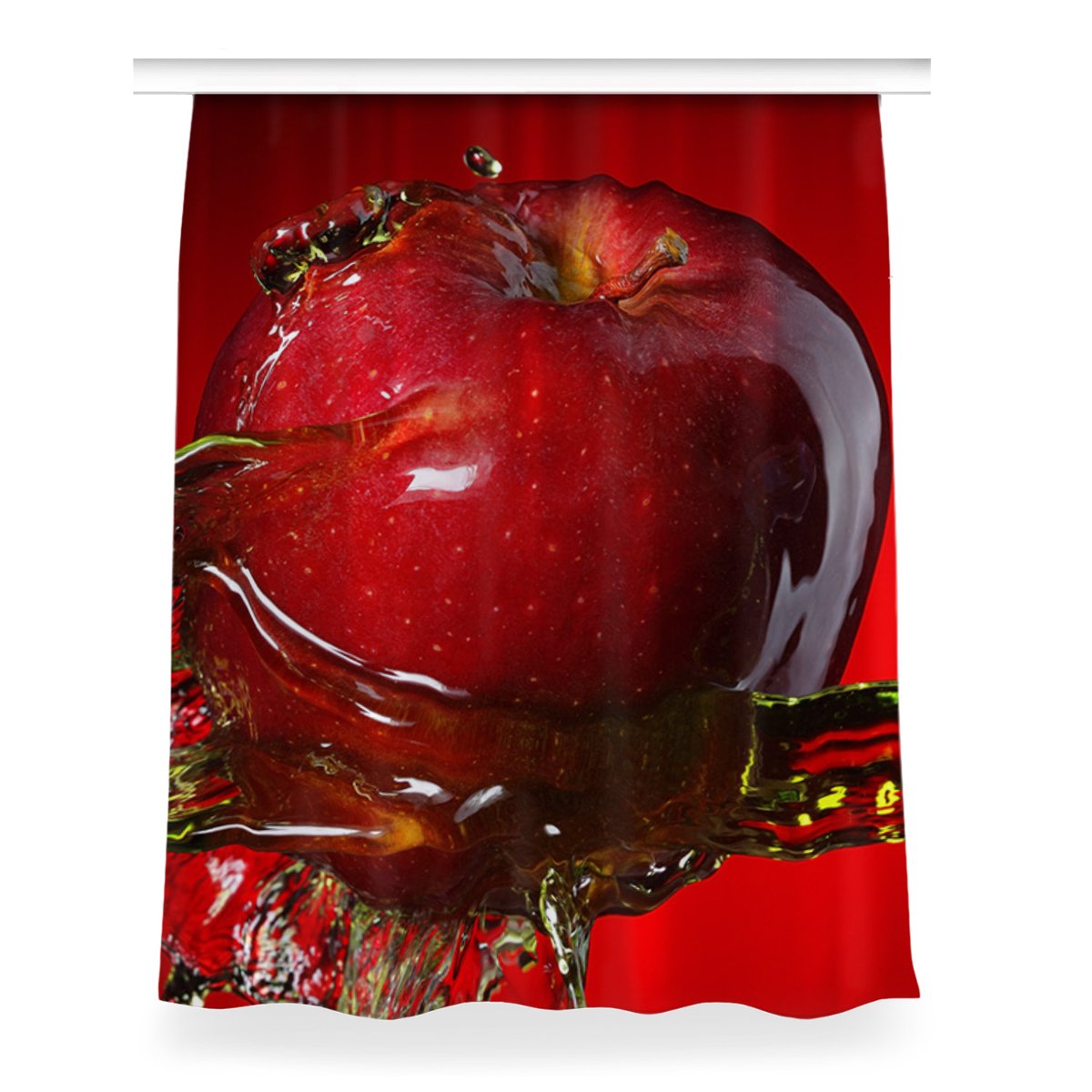 Zasłona z grafiką kolory Czerwone jabłko 150x200, Fabricsy