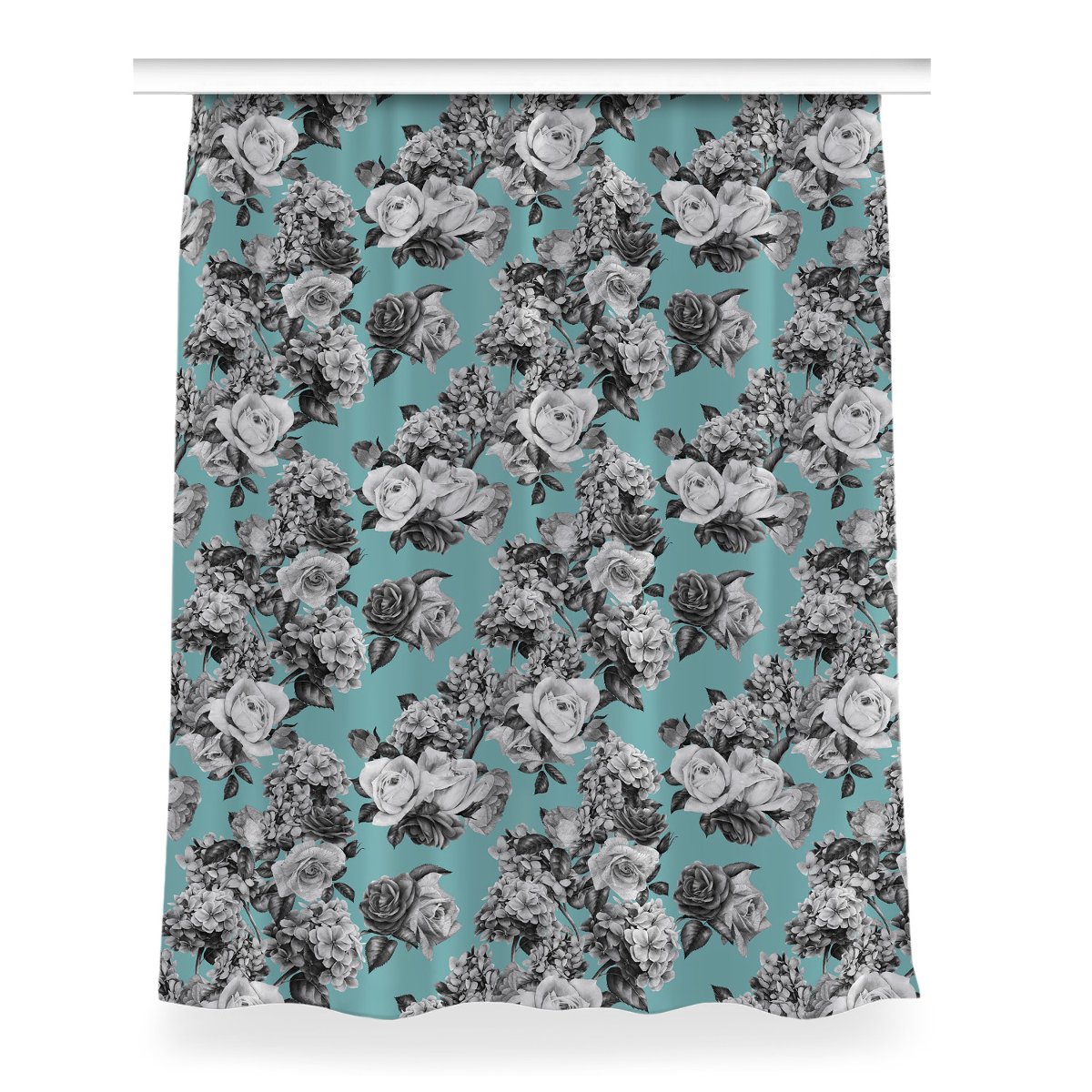 Zasłona z grafiką gotowa Czarno-białe róże 150x200, Fabricsy