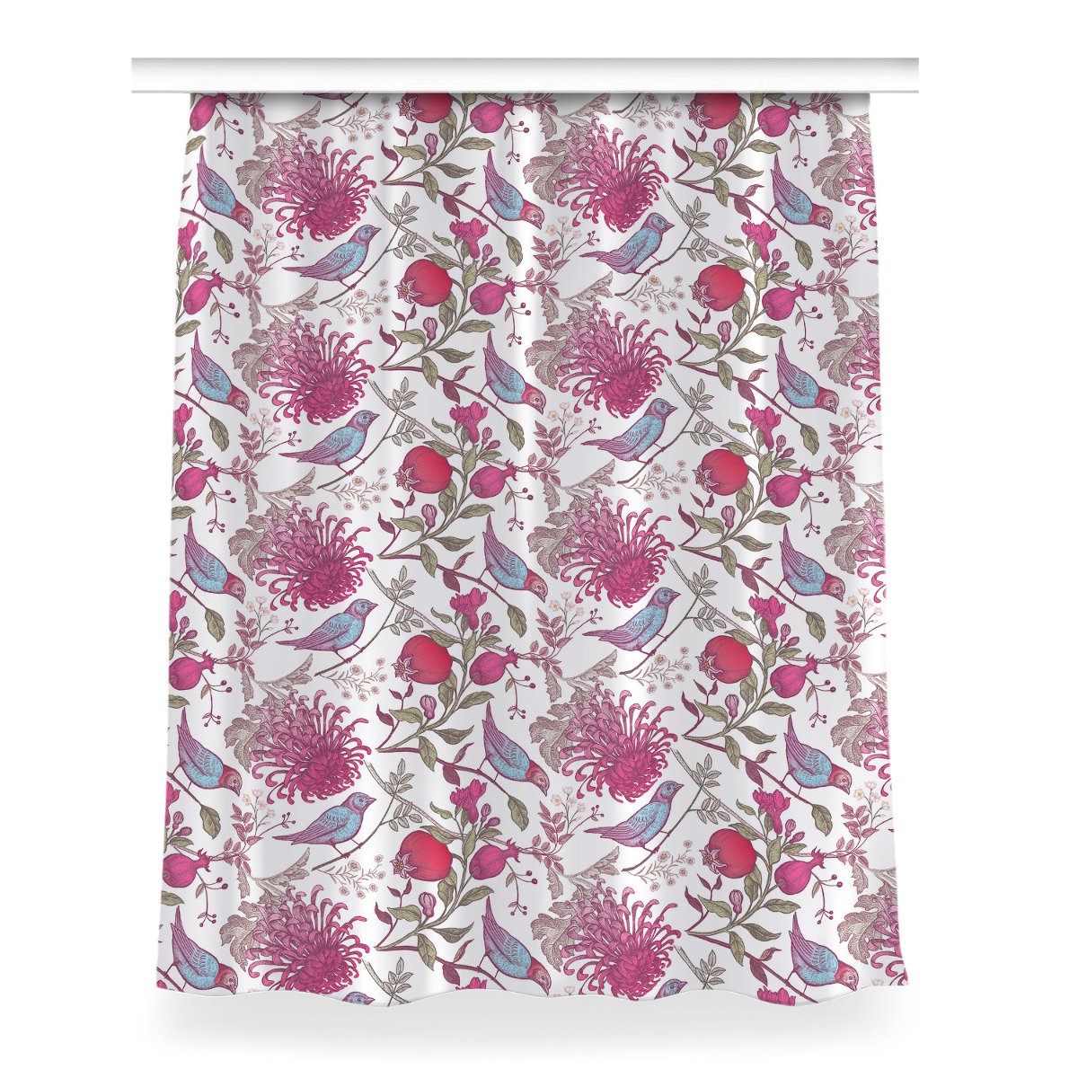 Zasłona z nadrukiem gotowa Ptaki i kwiaty 150x200, Fabricsy