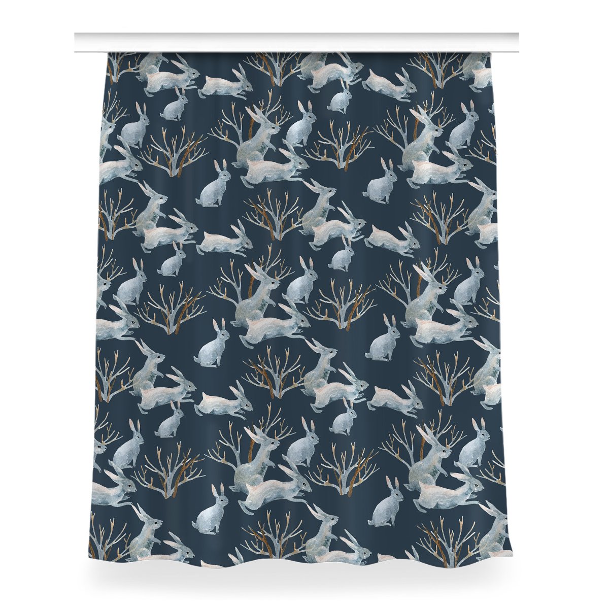 Zasłona przelotki Białe Króliki do salonu 150x200, Fabricsy