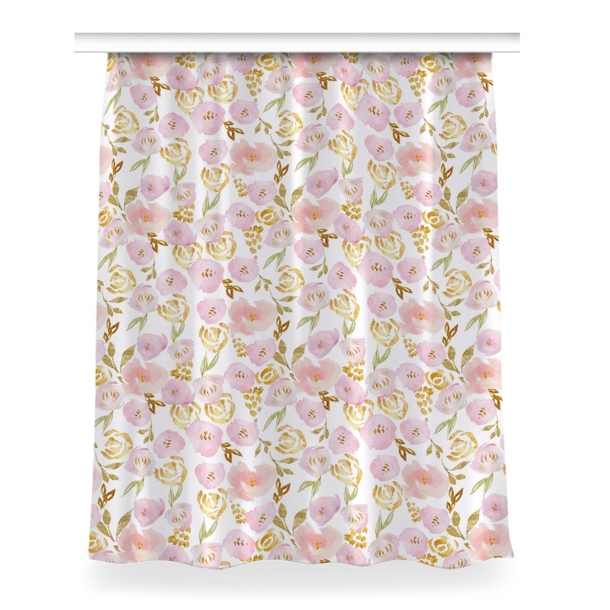 Zasłona z grafiką gotowa Różowe kwiaty 150x200 cm, Fabricsy
