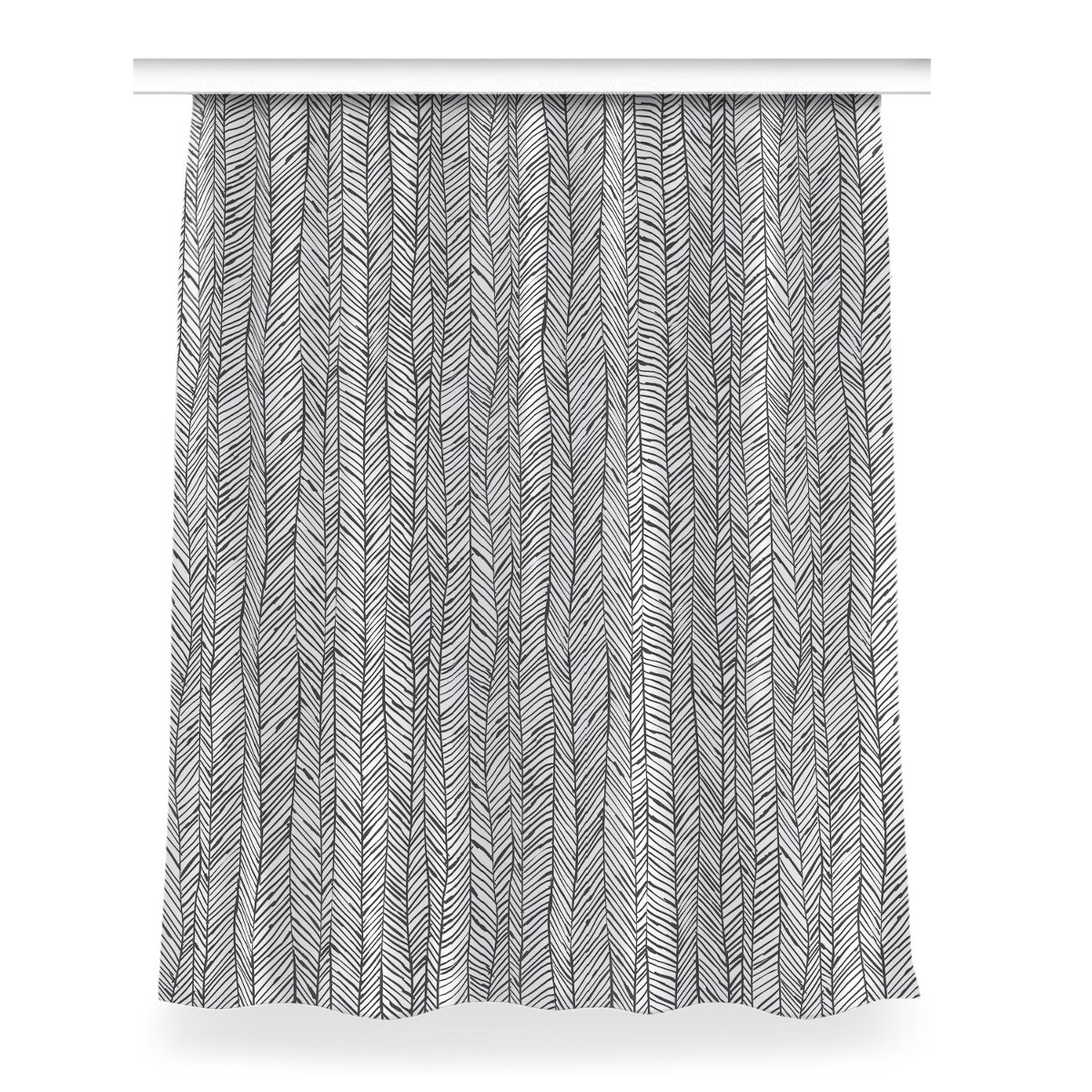 Zasłona z grafiką gotowa Jodełka do pokoju 150x200, Fabricsy