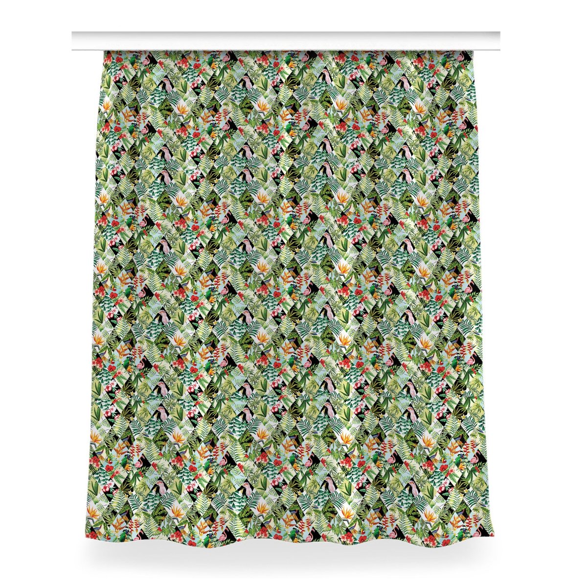 Zasłona z grafiką kolory Kwiaty i ptaki 150x200 cm, Fabricsy