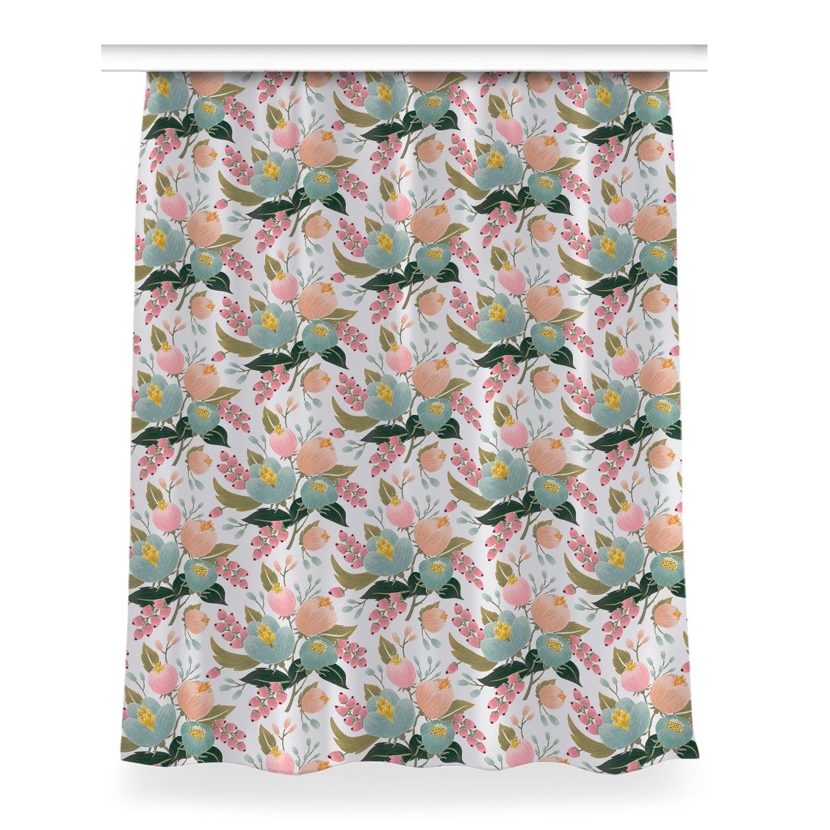 Zasłona gotowa Malowane kwiaty do pokoju 150x200, Fabricsy