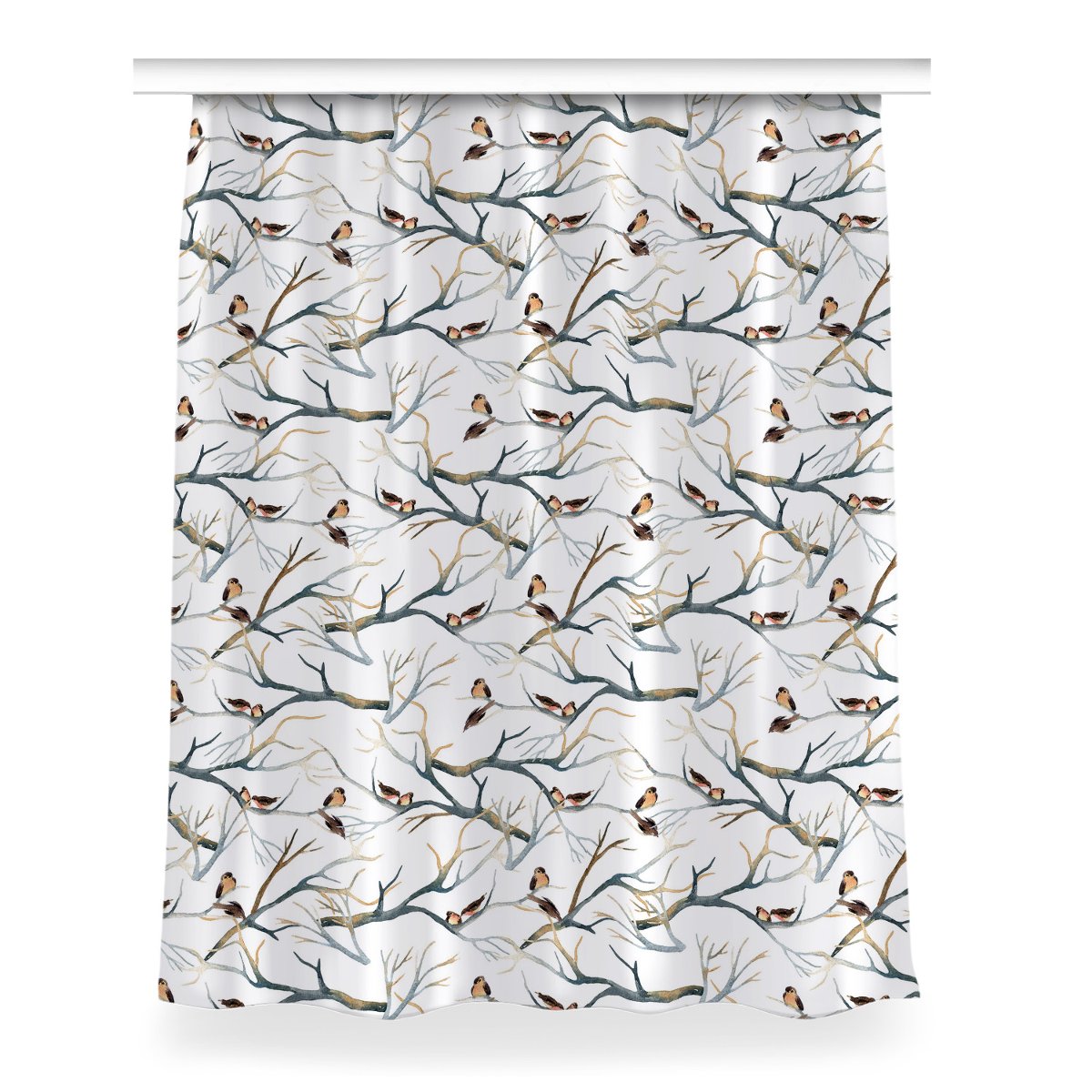Zasłona gotowa Wróble na gałęziach dekor 150x200, Fabricsy