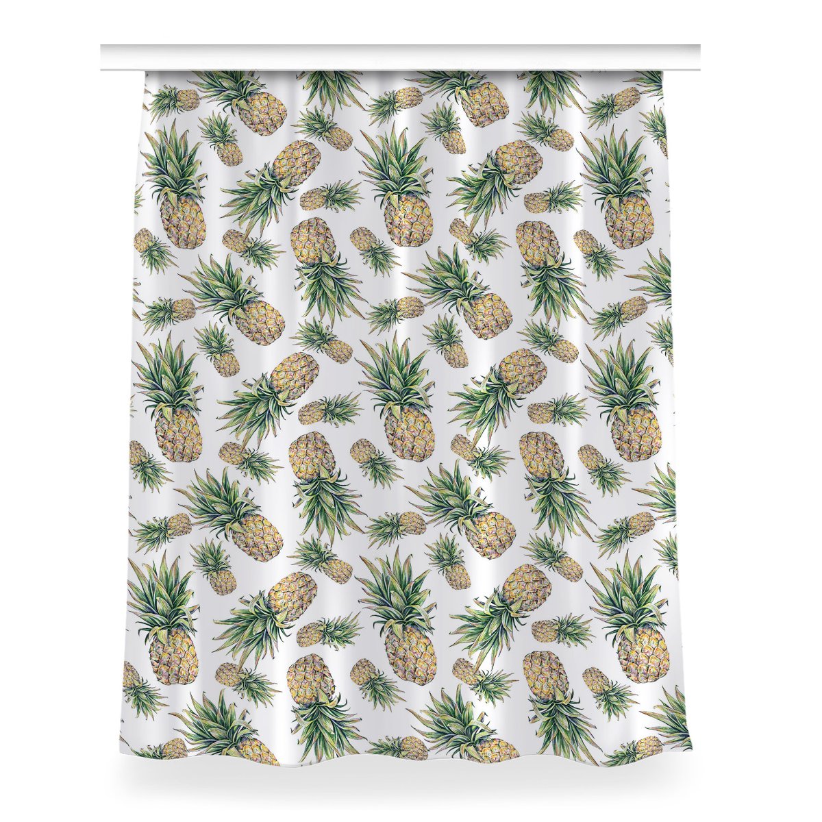 Zasłona z grafiką kolory Ananasy do pokoju 150x200, Fabricsy