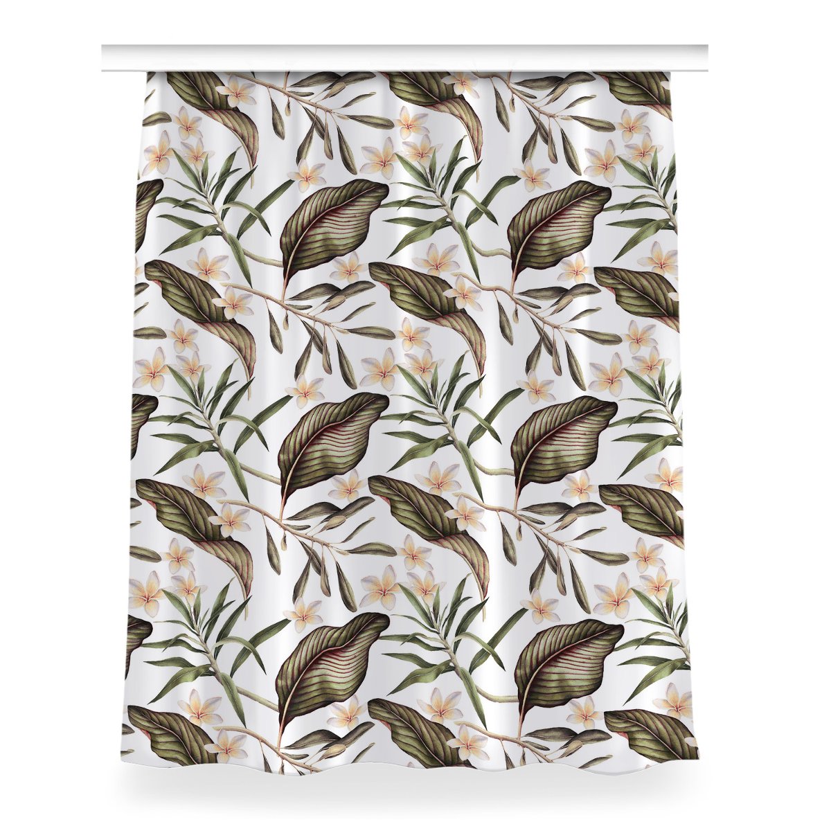 Zasłona z grafiką kolory Liście i kwiaty 150x200, Fabricsy