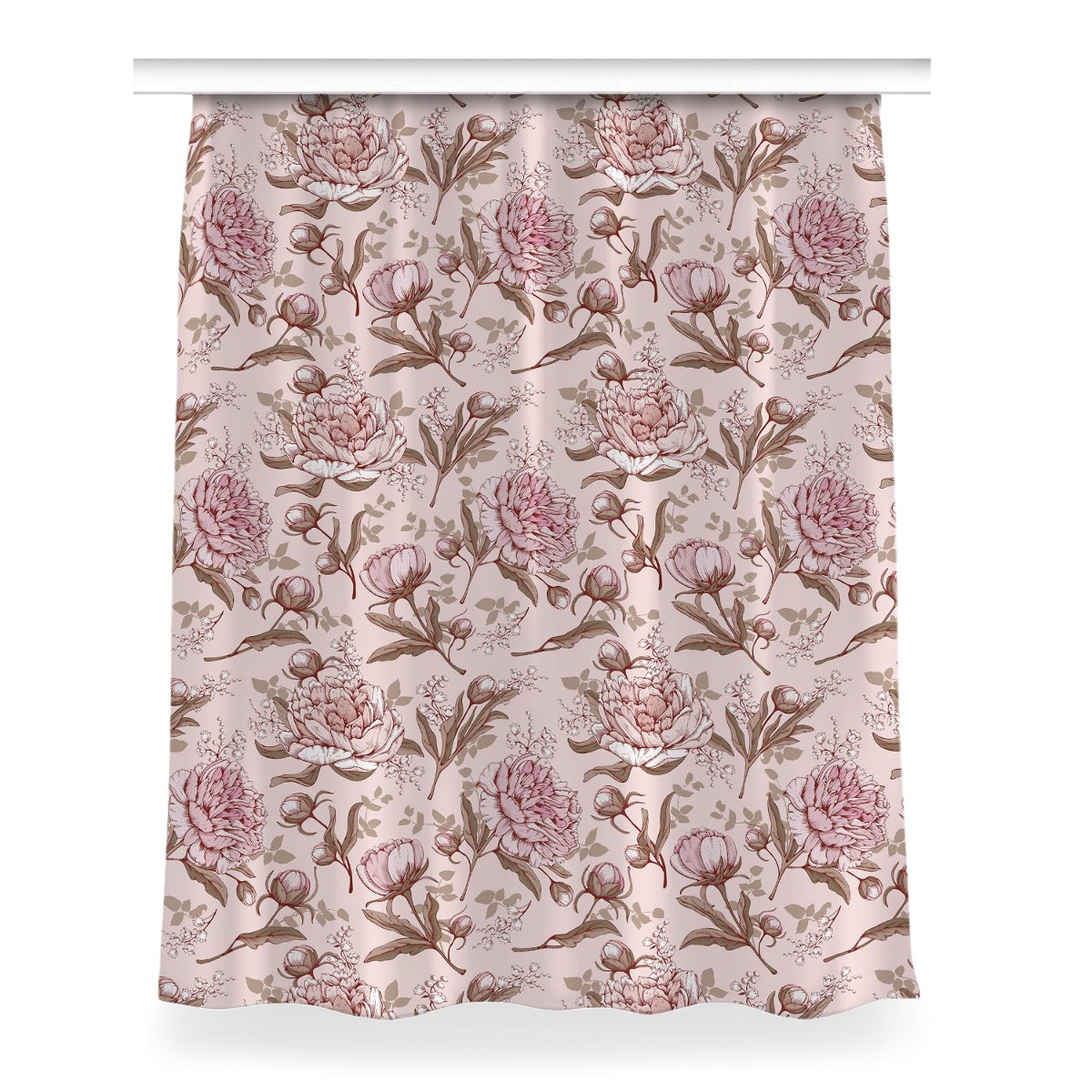 Zasłona przelotki Różowe piwonie do salonu 150x200, Fabricsy