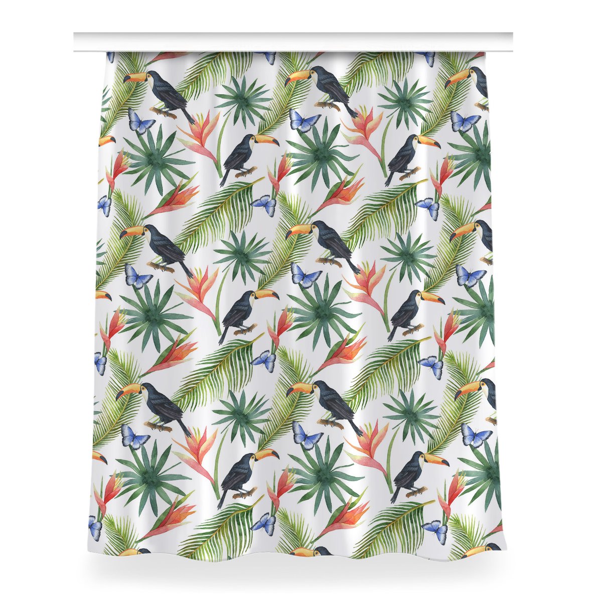 Zasłona przelotki Tukany na gałęzi wzór 150x200 cm, Fabricsy