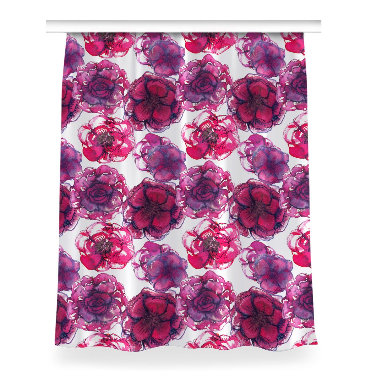 Zasłona z nadrukiem gotowa Czerwone róże 150x200, Fabricsy