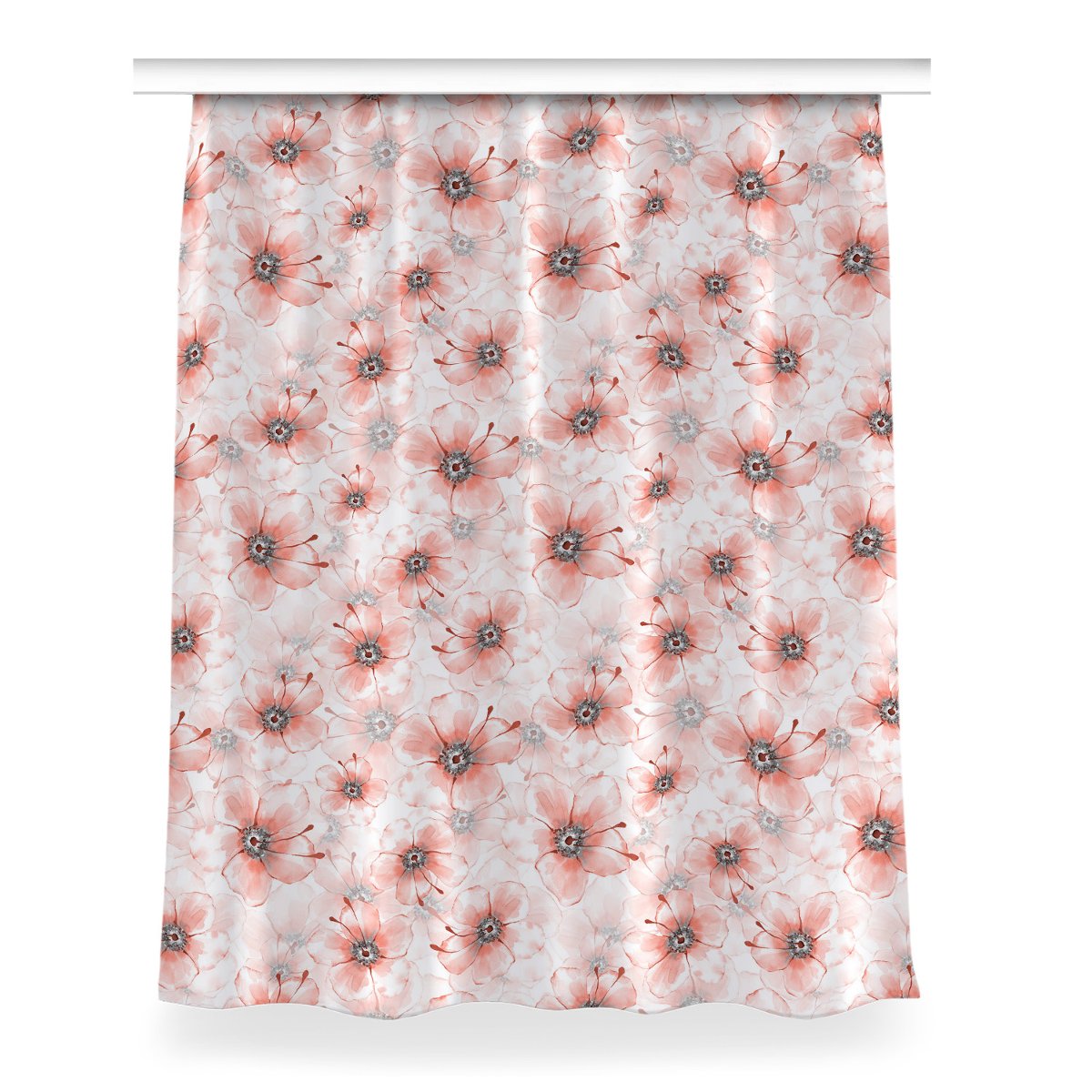 Zasłona do salonu Pomarańczowe kwiaty wzór 150x200, Fabricsy
