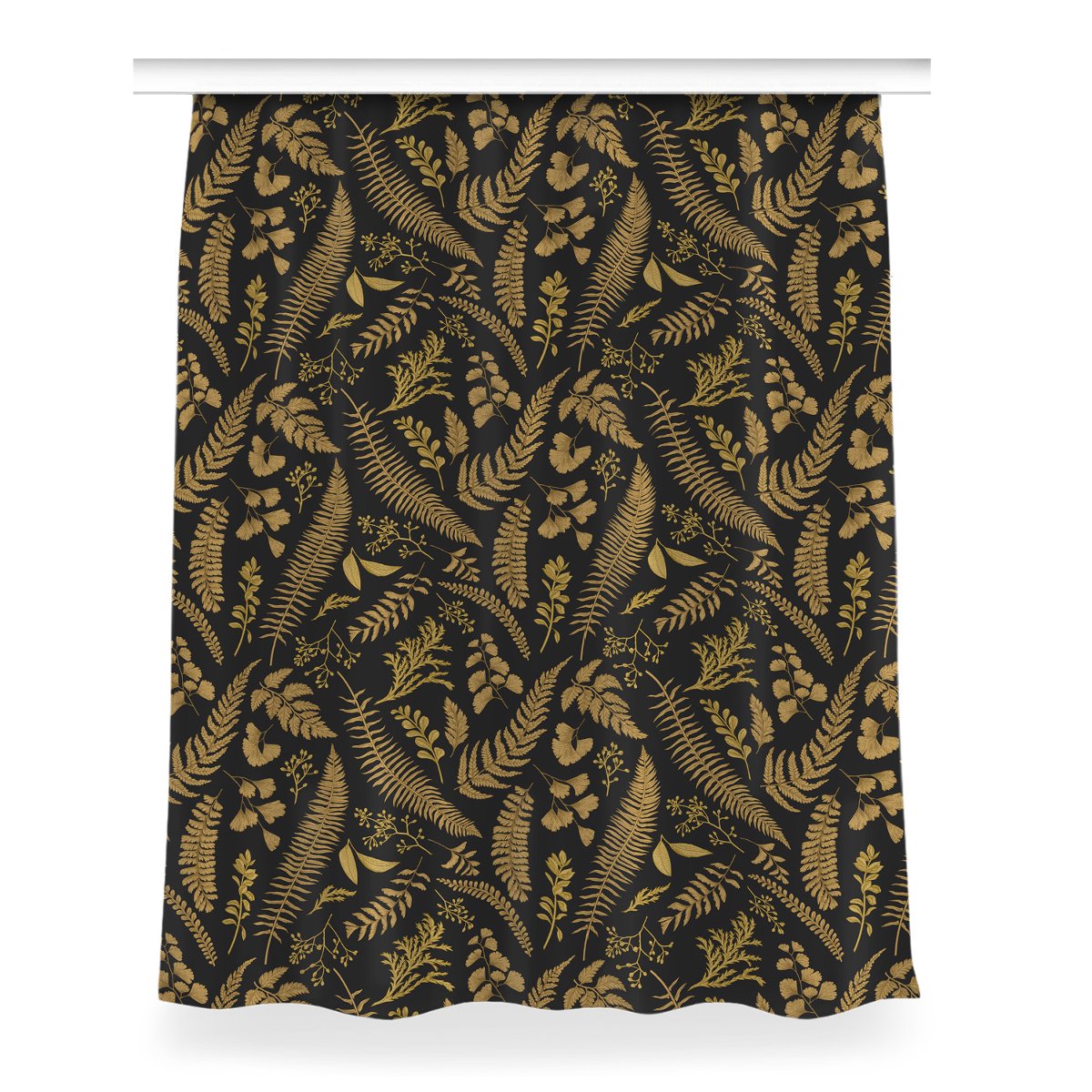 Zasłona z nadrukiem gotowa Złote paprocie 150x200, Fabricsy