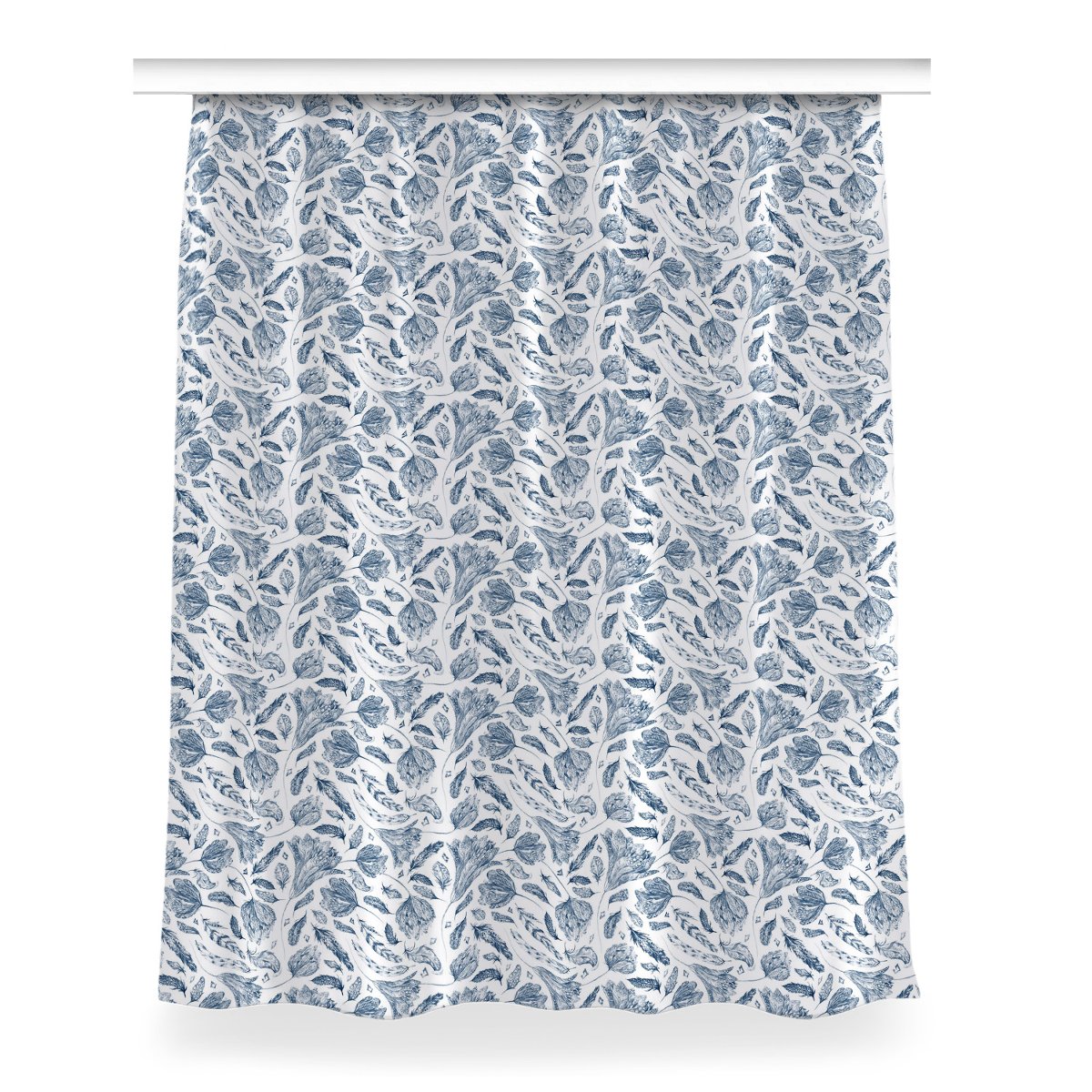 Zasłona przelotki Niebieskie liście wzór 150x200, Fabricsy