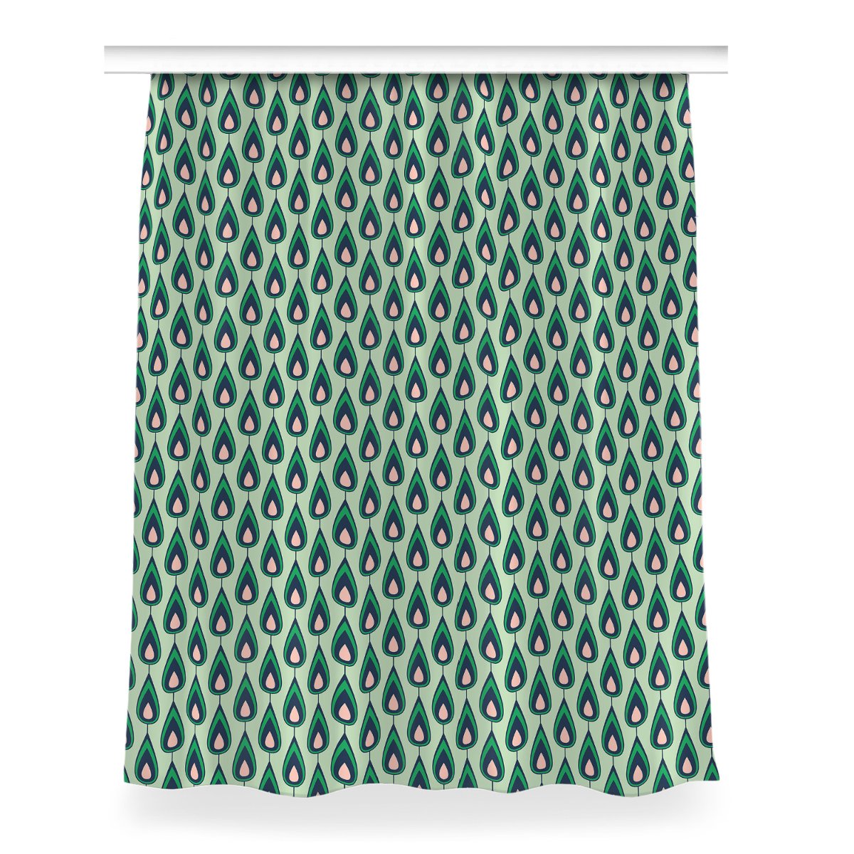 Zasłona przelotki Zielone łezki do salonu 150x200, Fabricsy