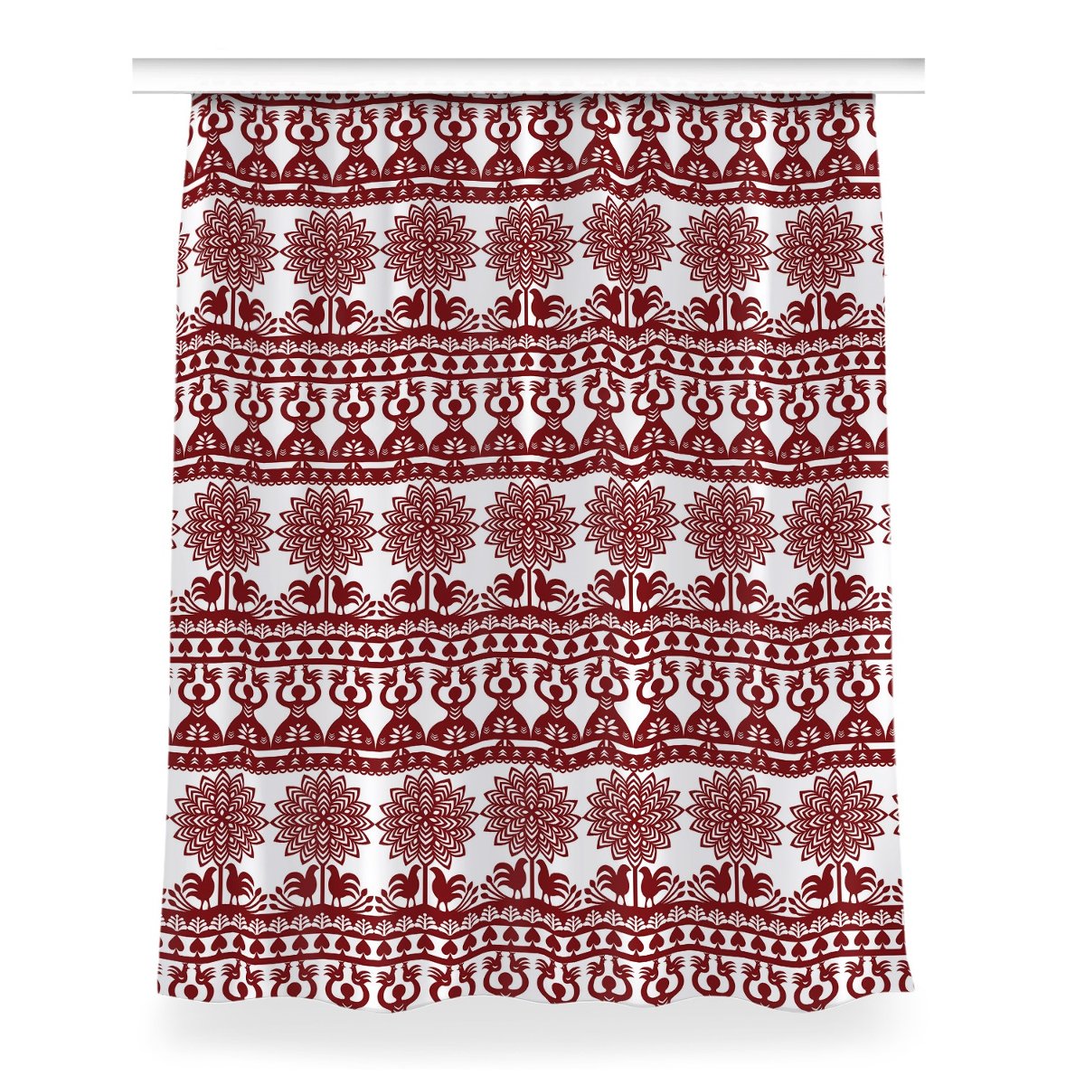 Zasłona przelotki Kurpiowe wycinanki dekor 150x200, Fabricsy