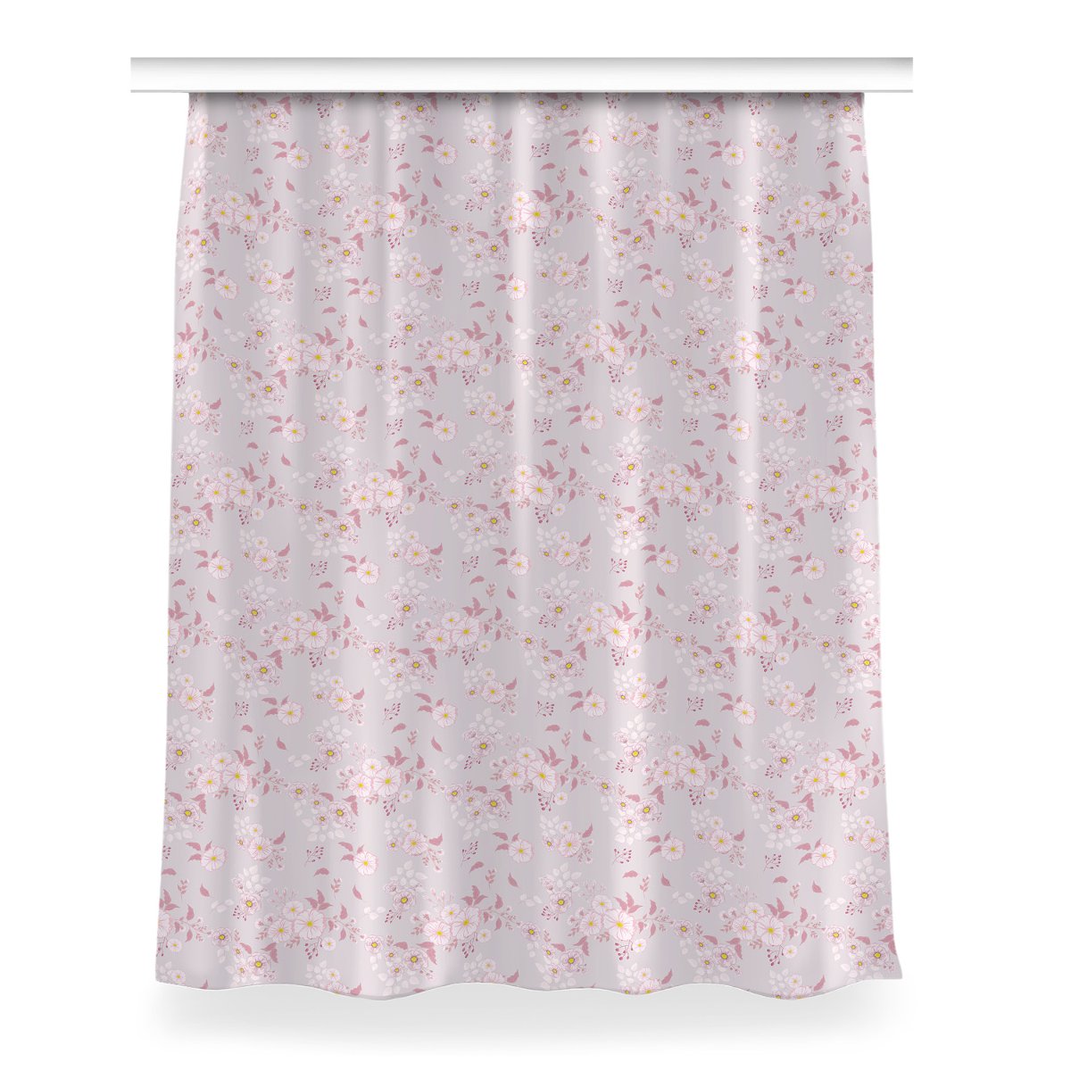Zasłona przelotki Małe różowe kwiaty dekor 150x200, Fabricsy