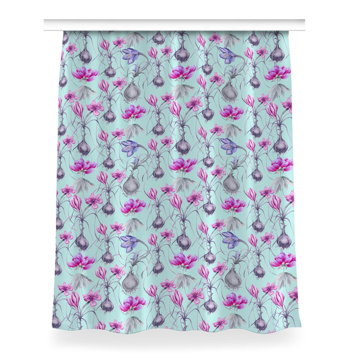 Zasłona przelotki Krokusy z cebulami dekor 150x200, Fabricsy