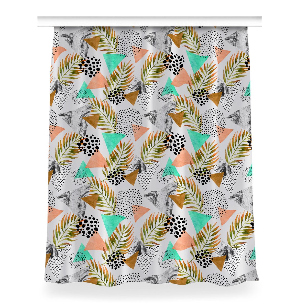 Zasłona z grafiką gotowa Kropki i liście 150x200, Fabricsy