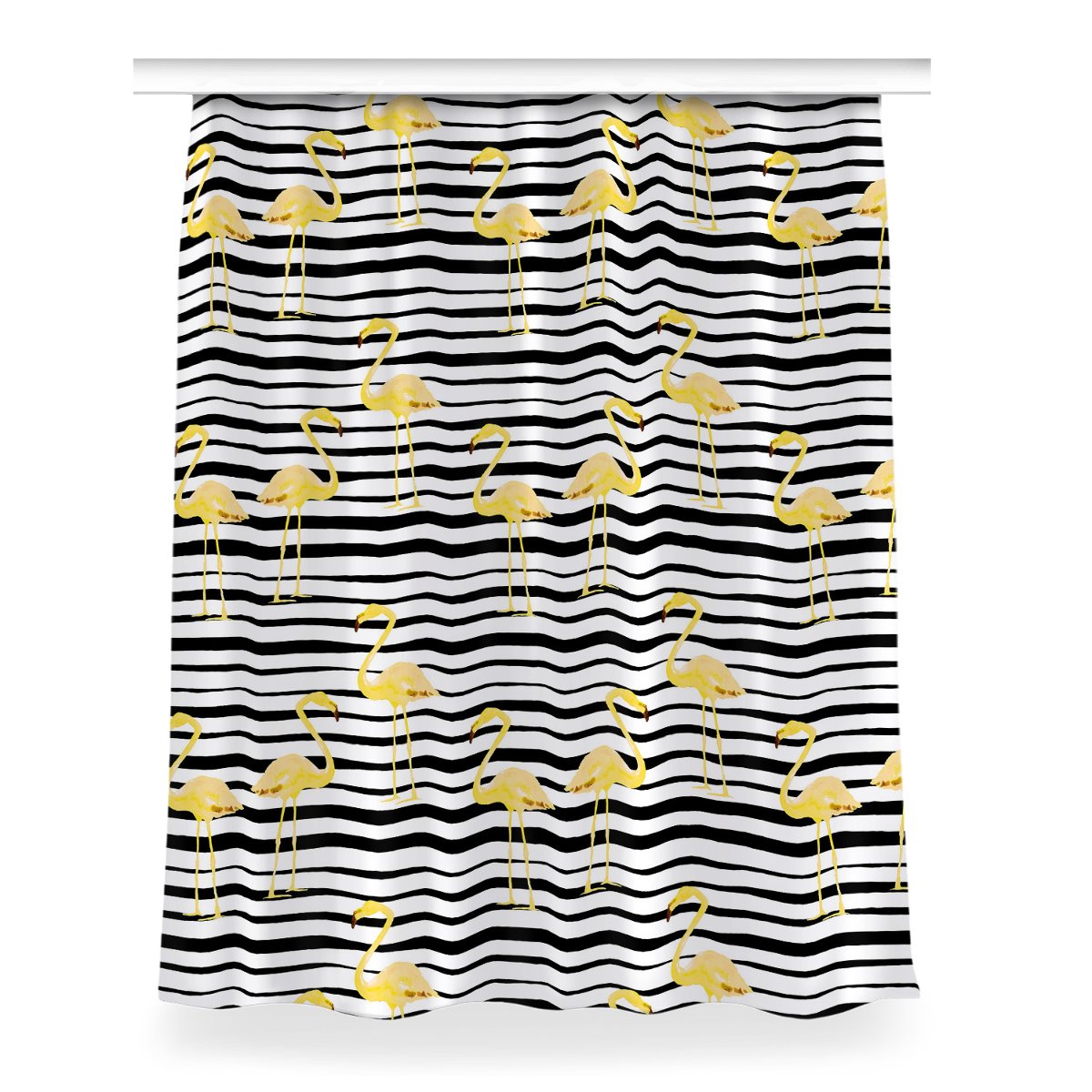 Zasłona przelotki Złote flamingi do salonu 150x200, Fabricsy