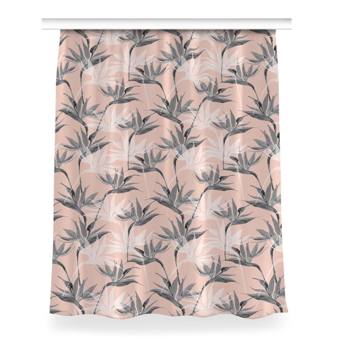 Zasłona przelotki Czarno białe kwiaty wzór 150x200, Fabricsy