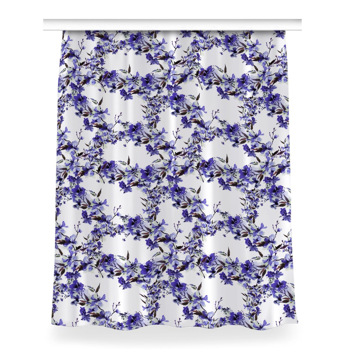 Zasłona na taśmę dekor 150x200 Niebieskie kwiaty, Fabricsy