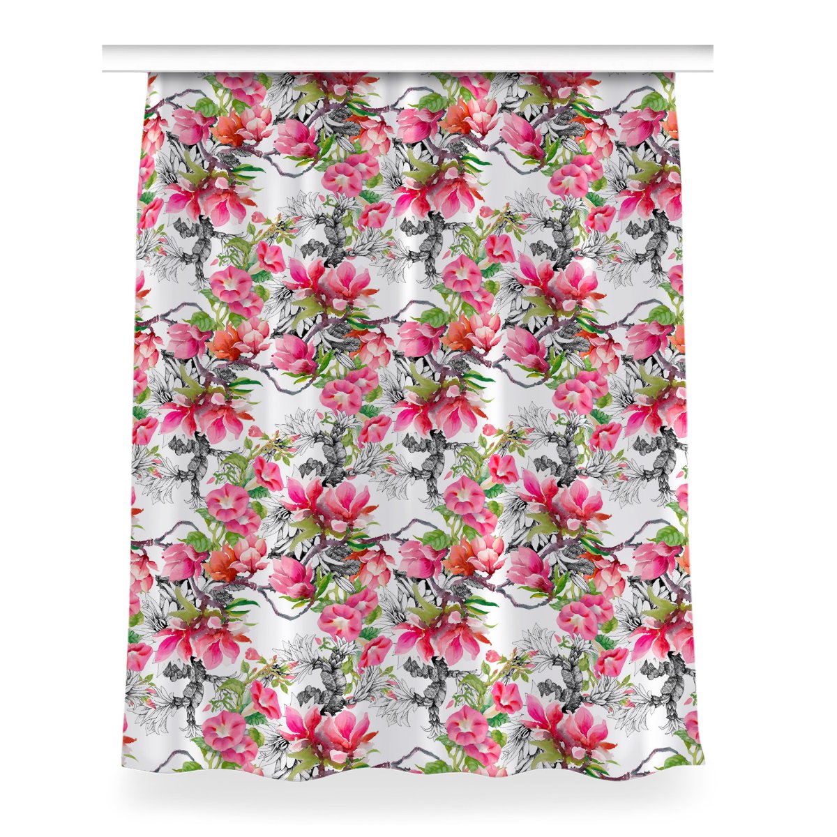 Zasłona gotowa do salonu 150x200 Kwiaty akwarele, Fabricsy