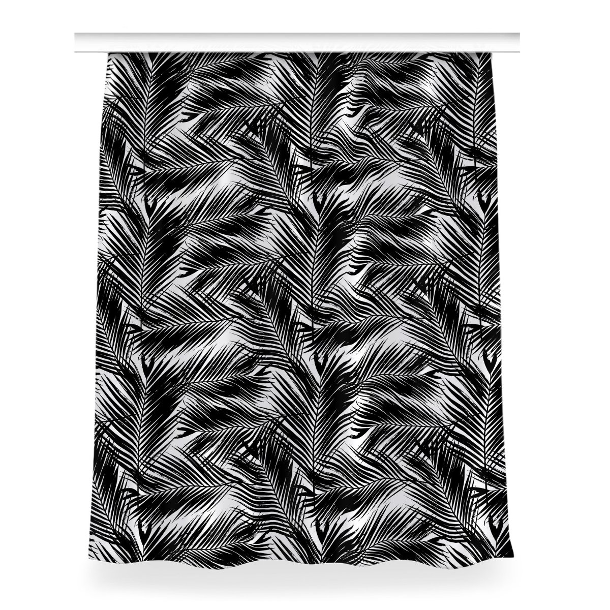 Zasłona na taśmę dekor 150x200 Czarne liście palmy, Fabricsy