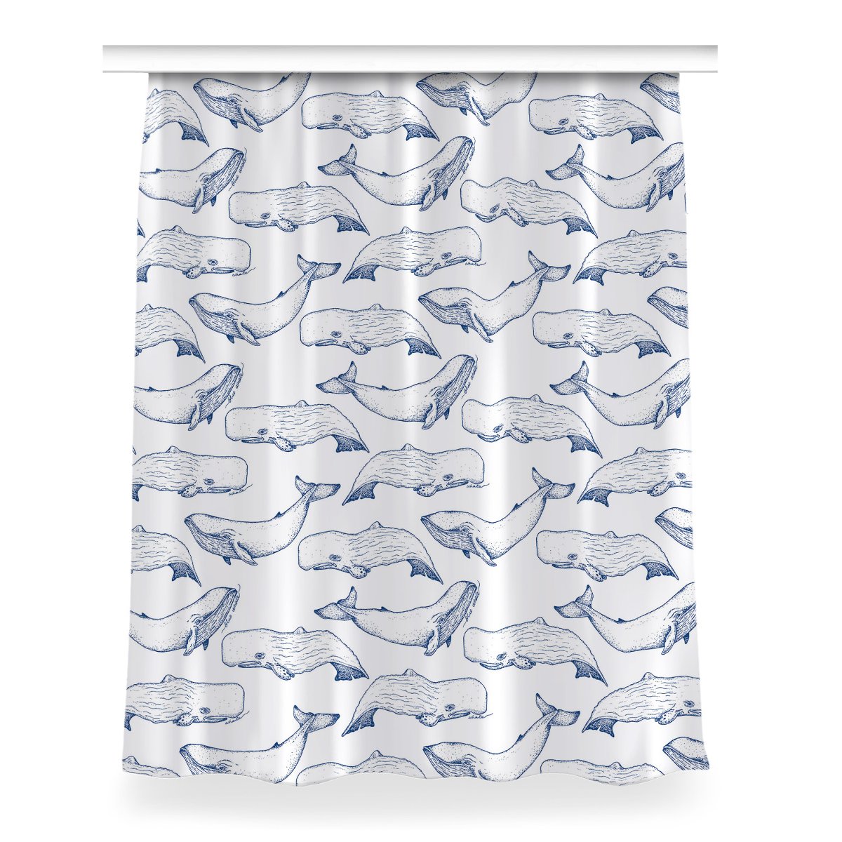 Zasłona gotowa wzór 150x200 Niebieskie Wieloryby, Fabricsy