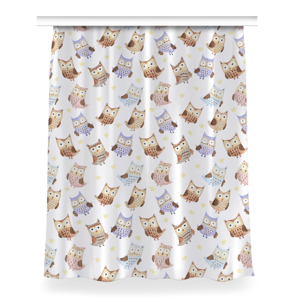 Zasłona z grafiką kolory wzór 150x200 Bajkowe Sowy, Fabricsy